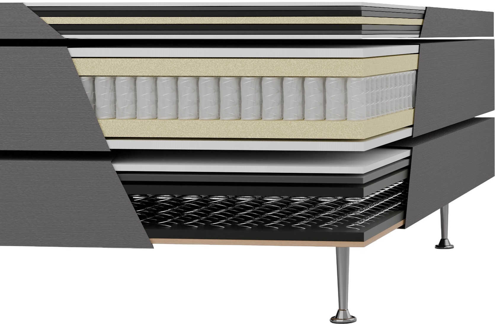 Säng 180x200 cm grå pocket 5 zoner Säng 180x200 cm grå pocket 5 zoner