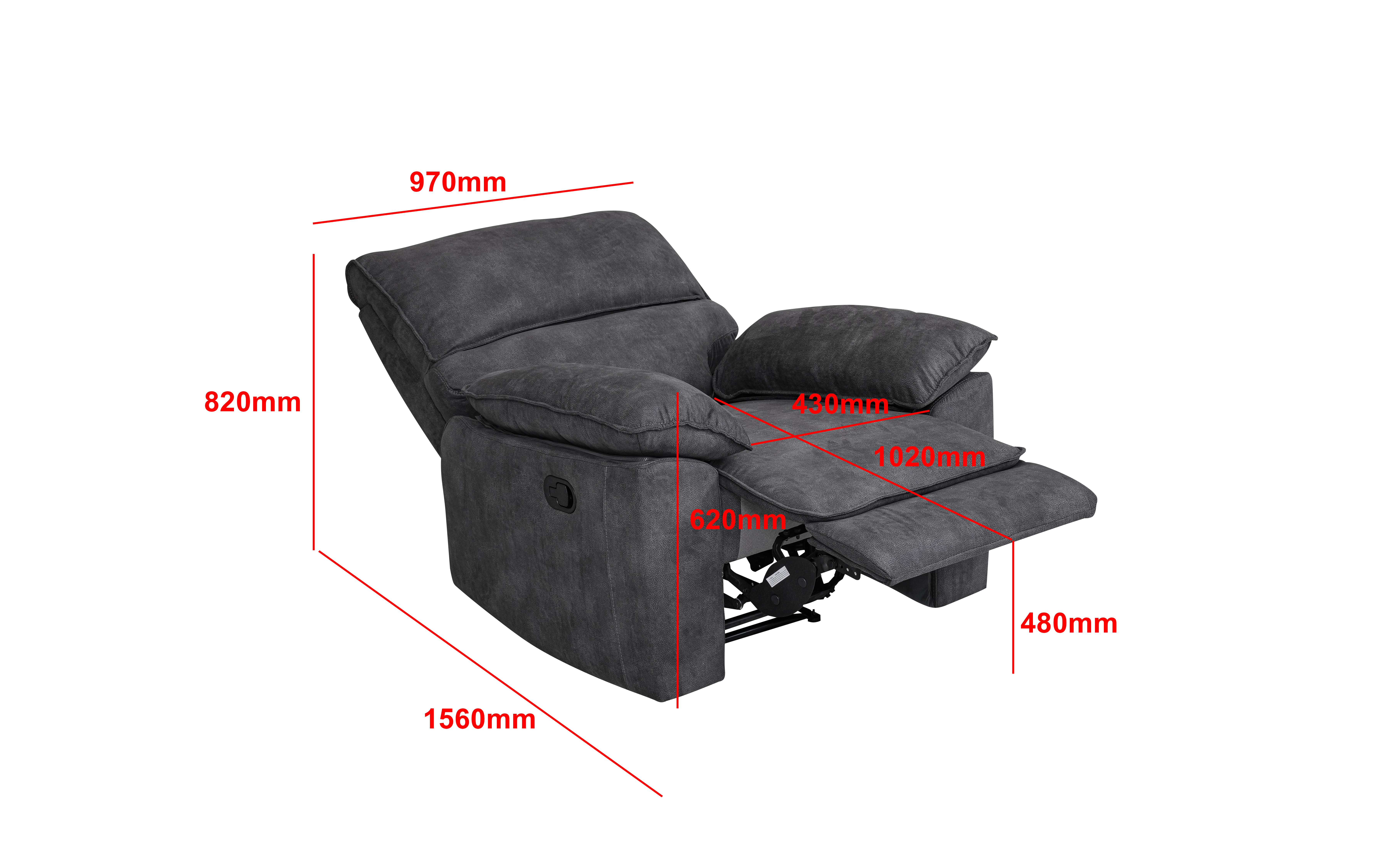 Coventry reclinerfåtölj med manuell mekanism - Grå microfiber + Textilrengöring för möbler Coventry reclinerfåtölj med manuell mekanism - Grå microfiber + Textilrengöring för möbler