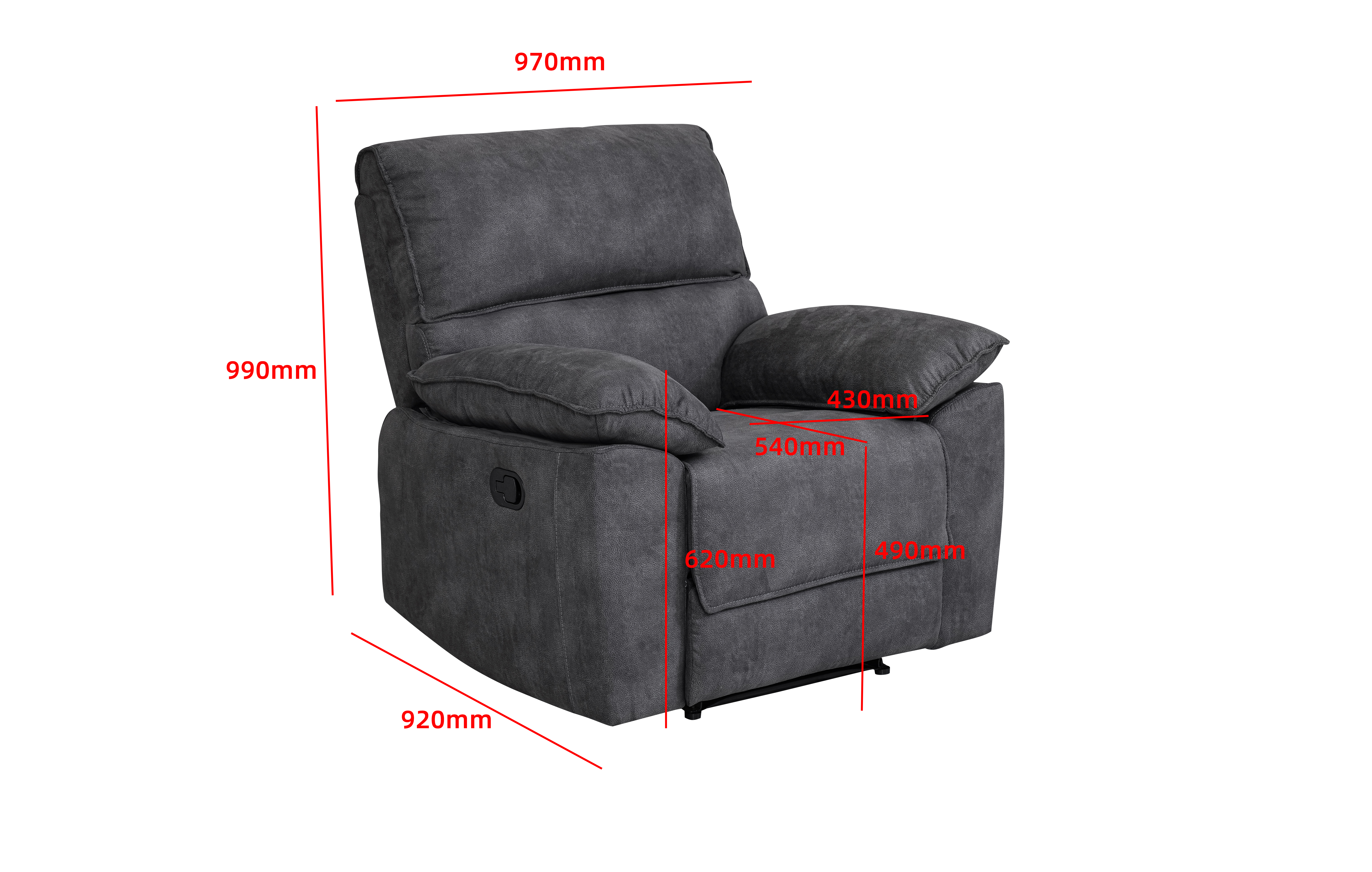 Coventry reclinerfåtölj med manuell mekanism - Grå microfiber + Textilrengöring för möbler Coventry reclinerfåtölj med manuell mekanism - Grå microfiber + Textilrengöring för möbler