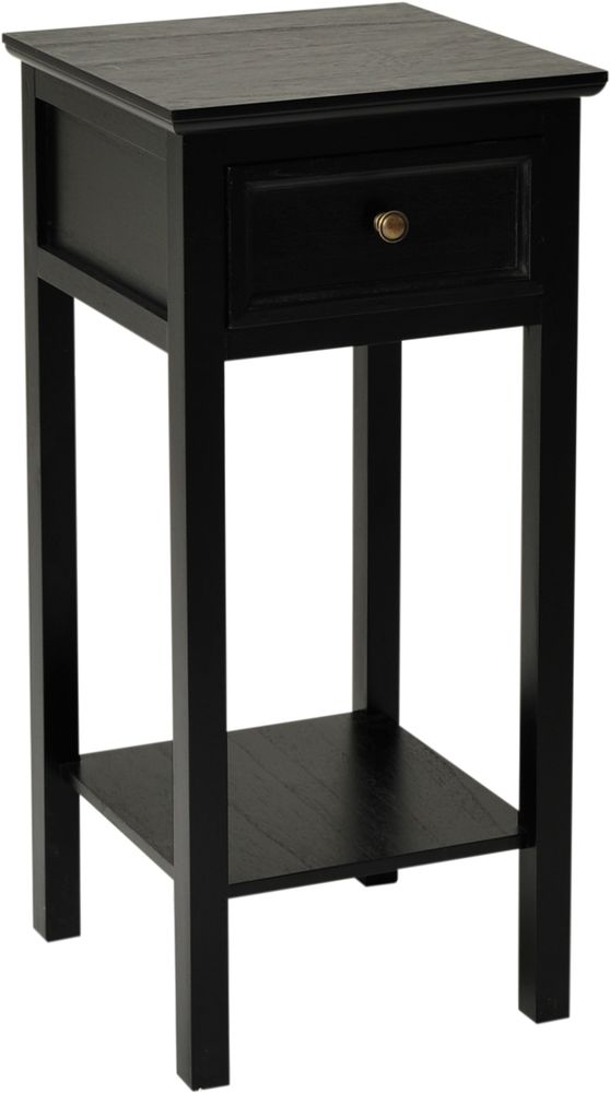Sängbord 75 cm högt antiksvart - Holmby + Möbeltassar Sängbord 75 cm högt antiksvart - Holmby + Möbeltassar