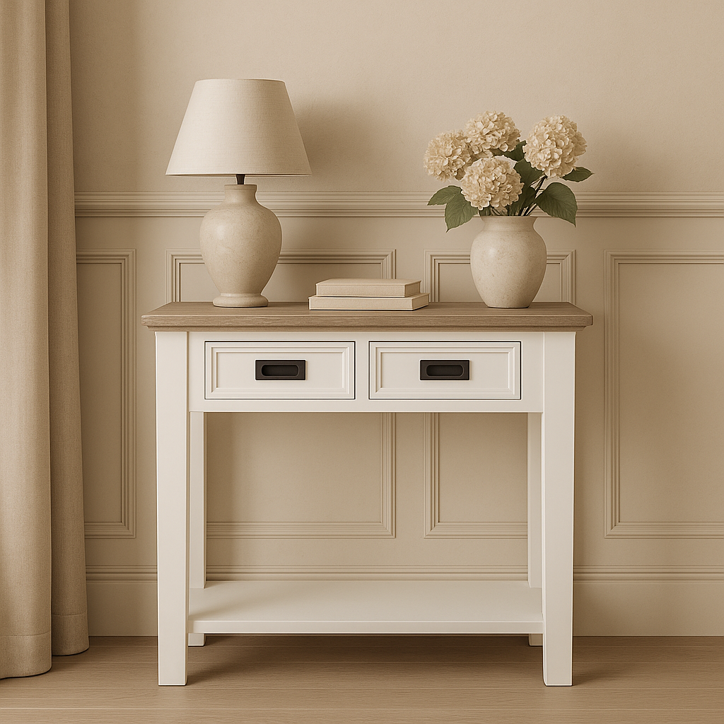 Knight konsolbord - Vit / Gr�bets