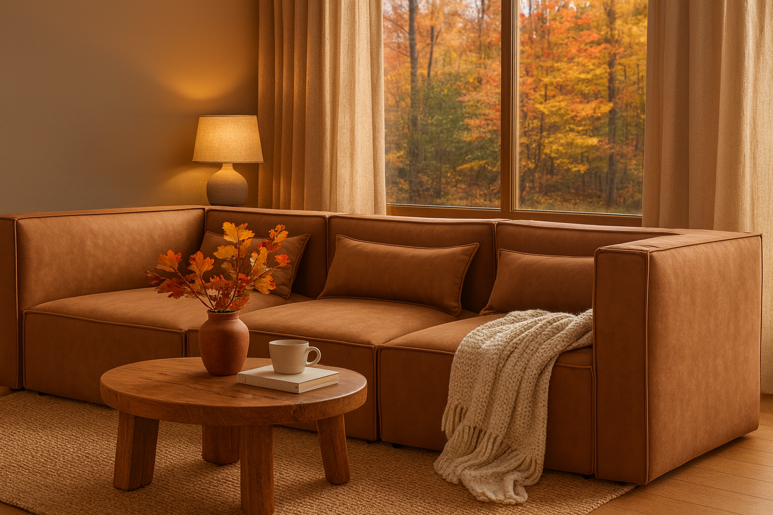 Nees modulsoffa i cognac combo 4 Nees modulsoffa i cognac combo 4