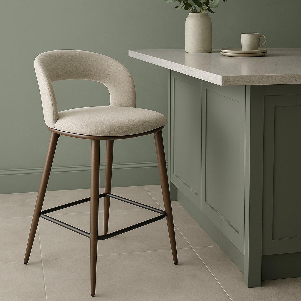 Barstol beige/valnt sitthjd 65 cm - Pelican