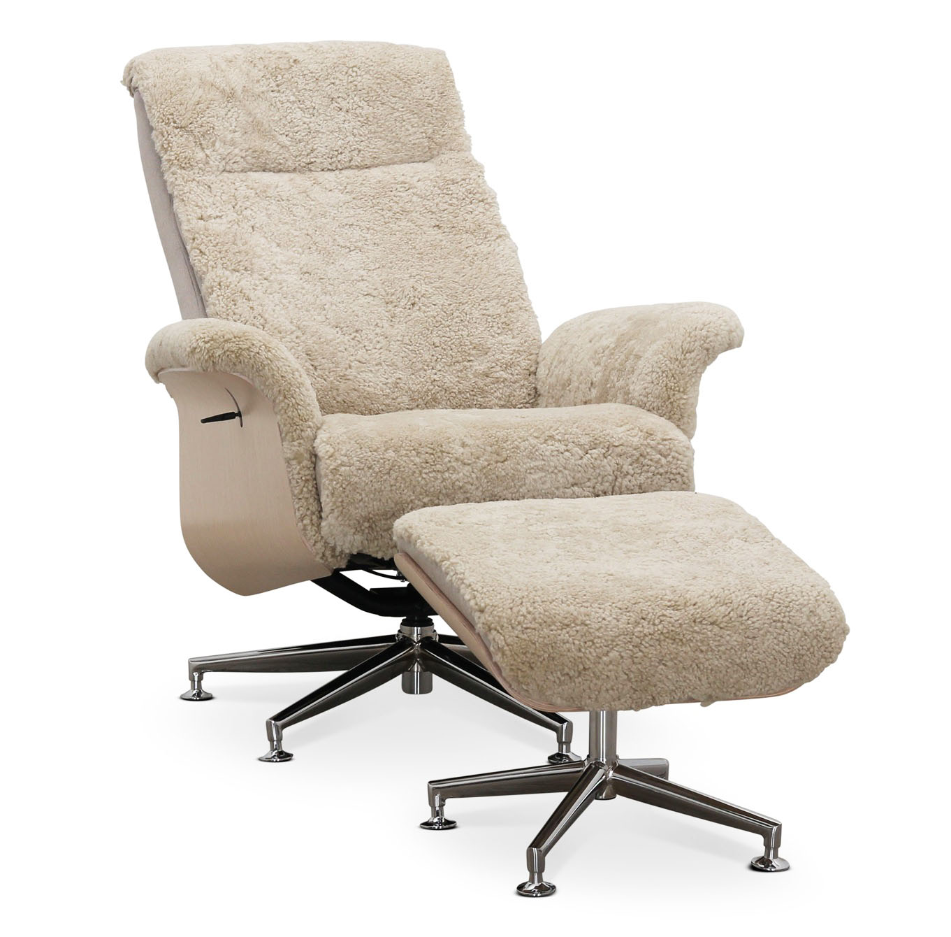 Fårskinnsfåtölj med fotpall beige / whitewash - Ulla + Textilrengöring för möbler Fårskinnsfåtölj med fotpall beige / whitewash - Ulla + Textilrengöring för möbler