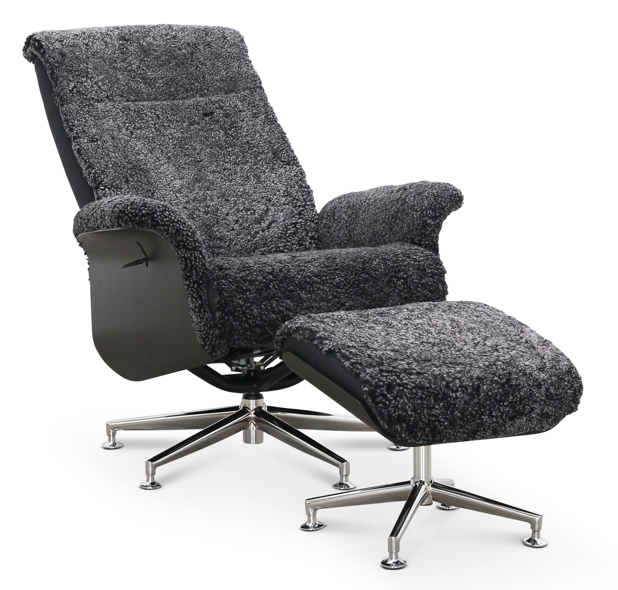 Ftlj med fotpall frskinn mrkgr/svart - Ulla + Flckborttagare fr mbler