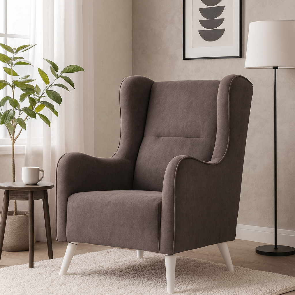 Linsey öronlappsfåtölj - Mörkgrå + Textilvård för möbler Linsey öronlappsfåtölj - Mörkgrå + Textilvård för möbler