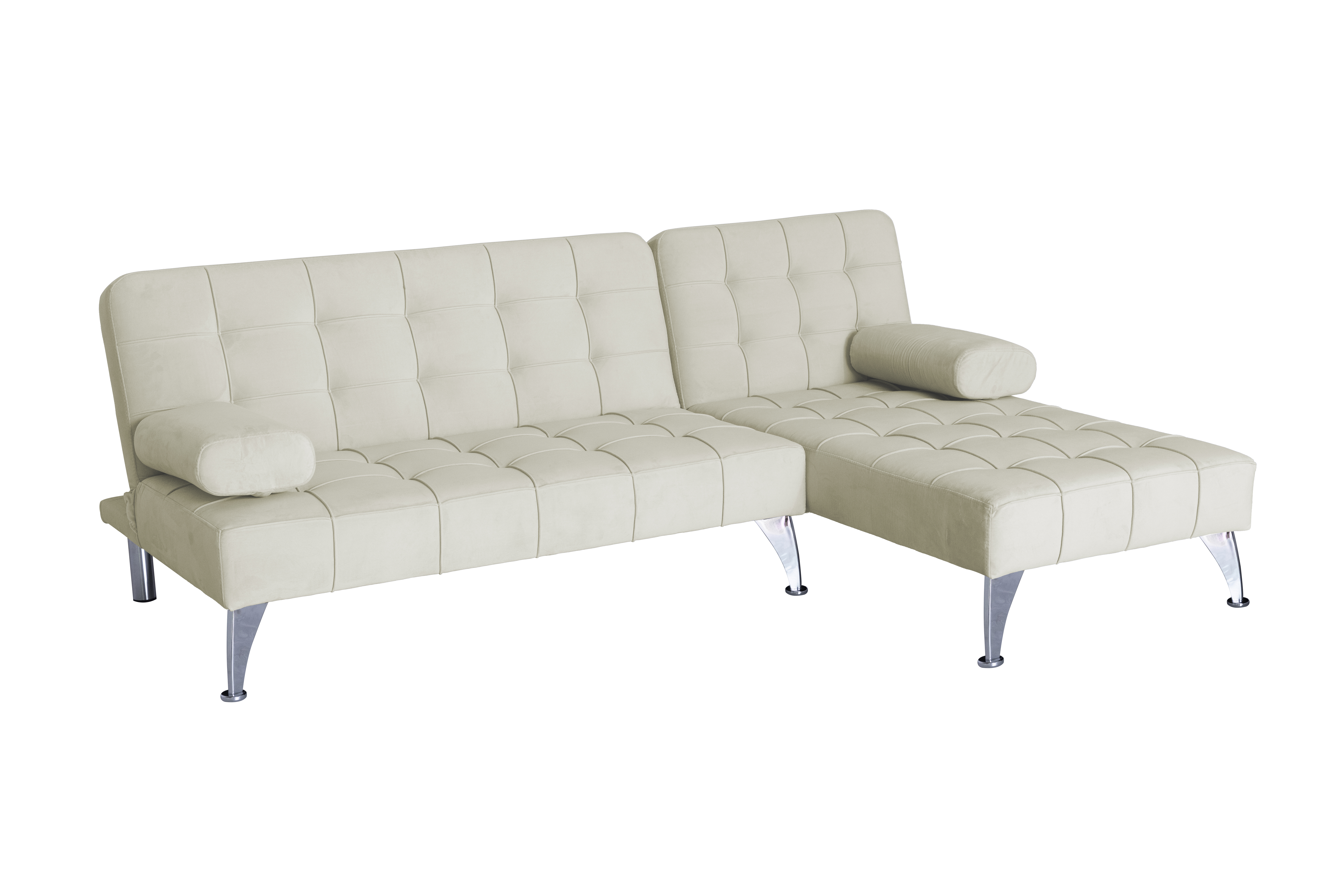 Divansoffa med b�ddfunktion beige sammet
