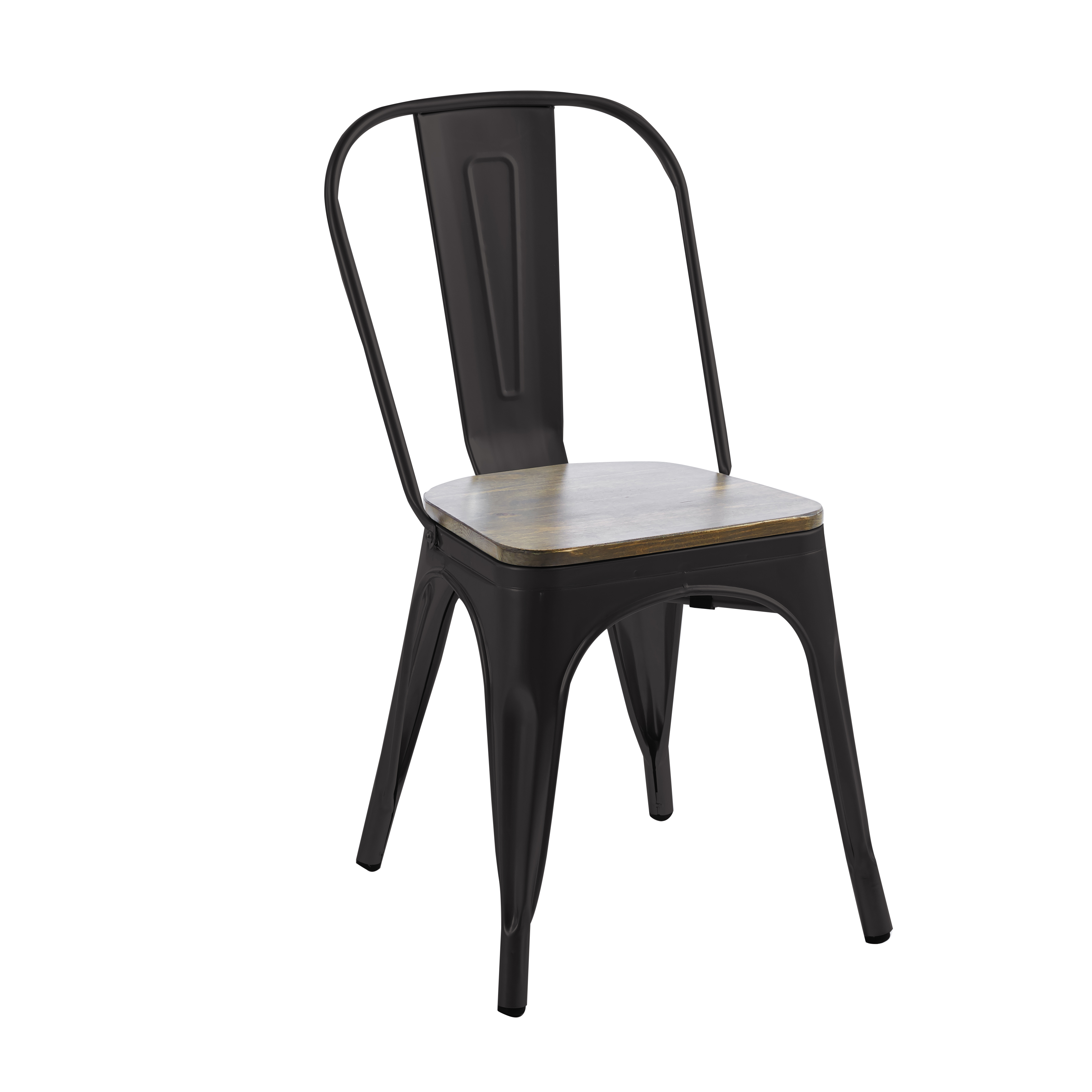 Iris matstol i svart metall med tr�sits