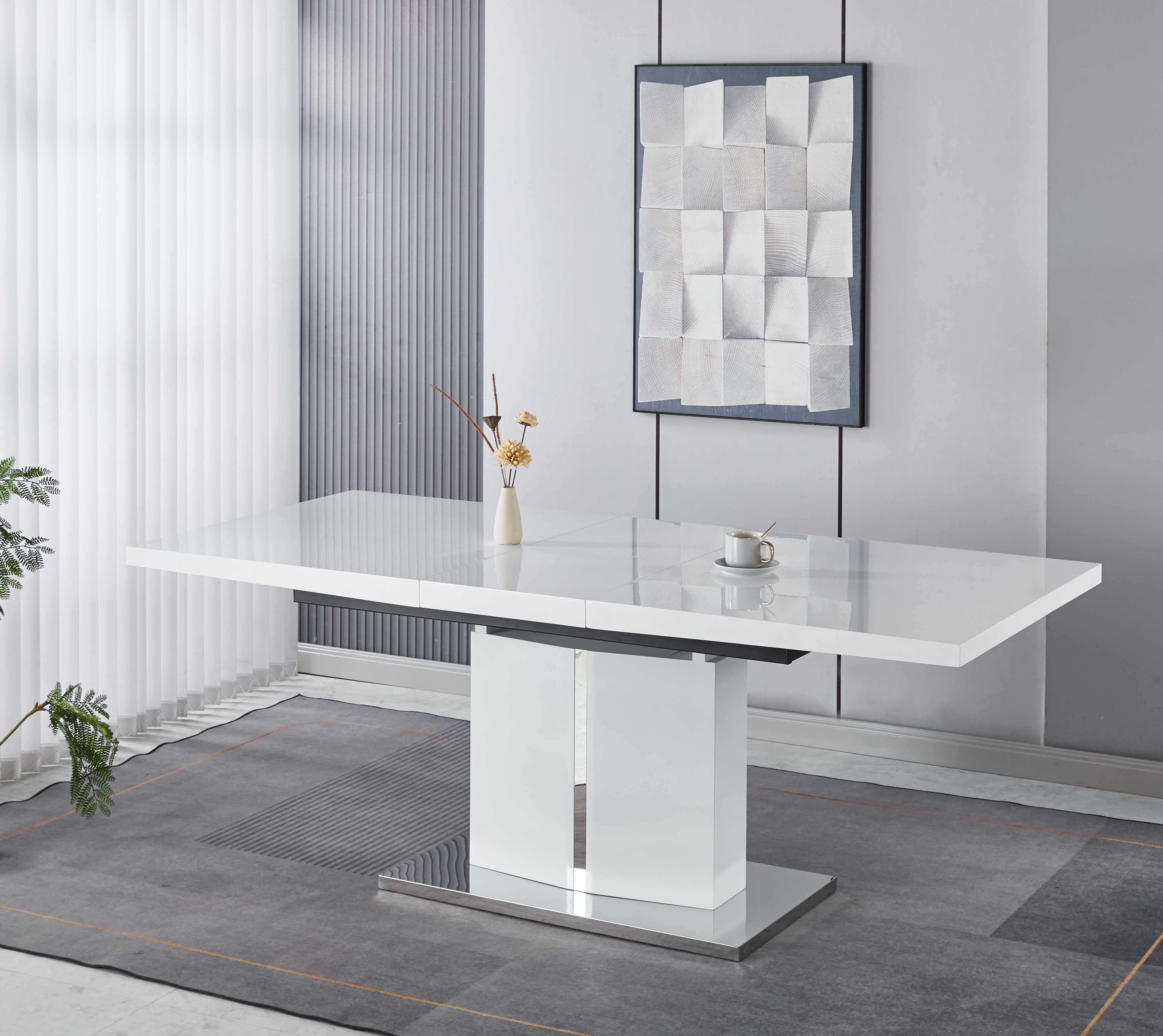 Rartliff matbord 160-200 cm f�rl�ngningsbart - Vit / Metall