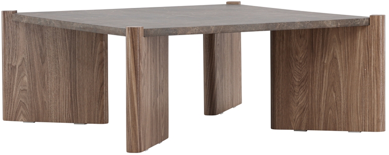 Soffbord Rogaland 100 x 100 cm - Brunt tr med brun marmor look