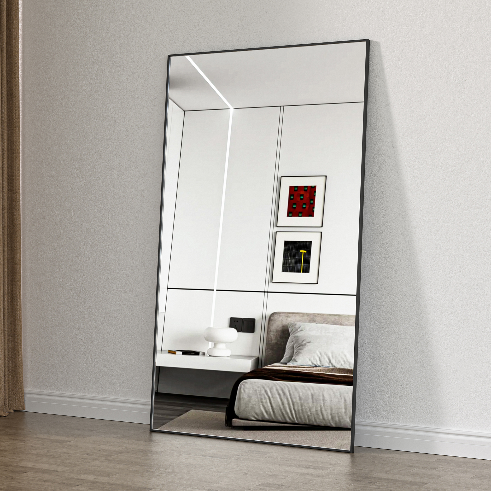 Helkroppsspegel 100 × 170 cm – Svart aluminiumram – Blanche Helkroppsspegel 100 × 170 cm – Svart aluminiumram – Blanche