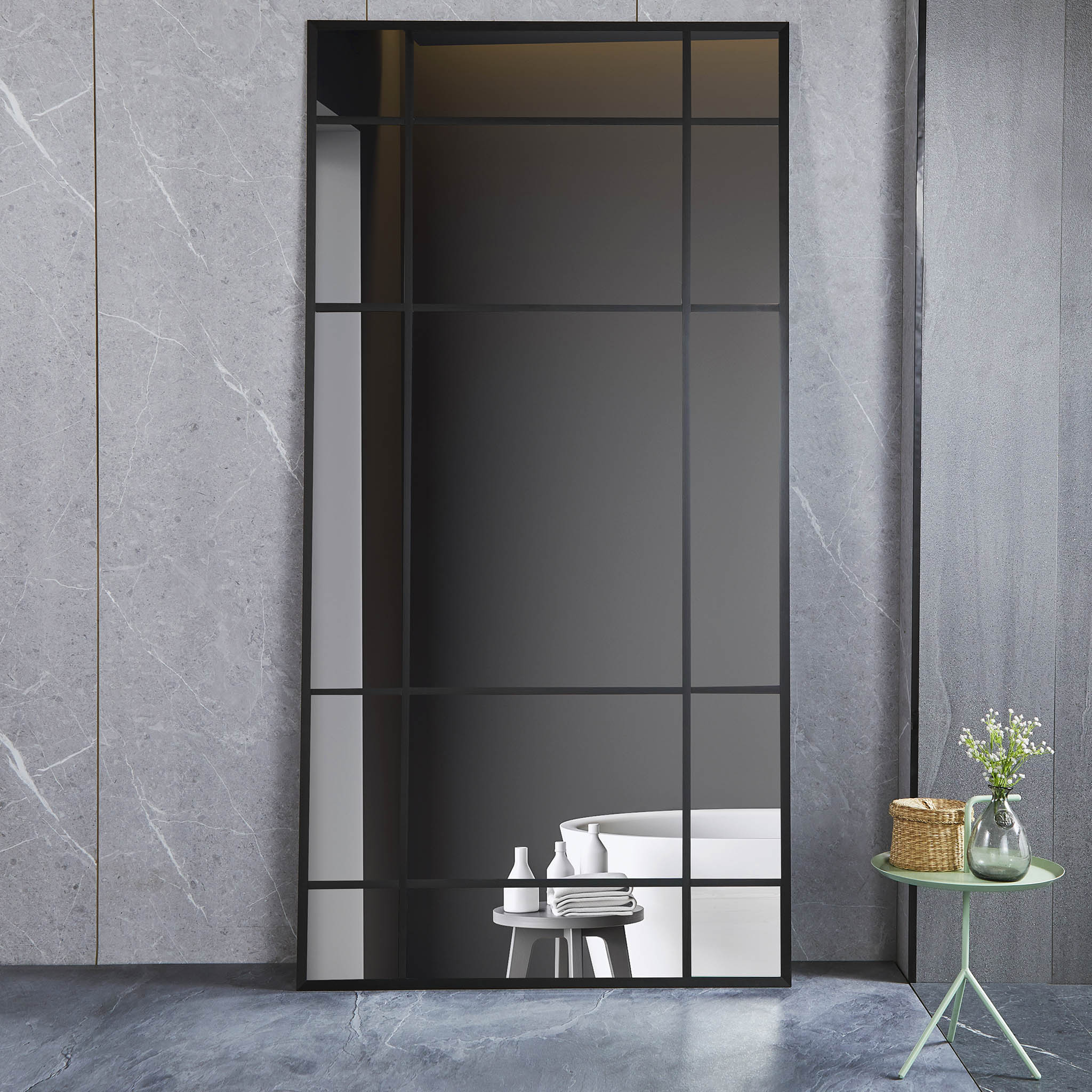 Helkroppsspegel 90 � 180 cm Spr�jsad - Svart ram