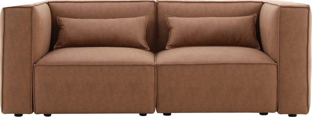 Nees modulsoffa i cognac combo 5 + Textilv�rd f�r m�bler