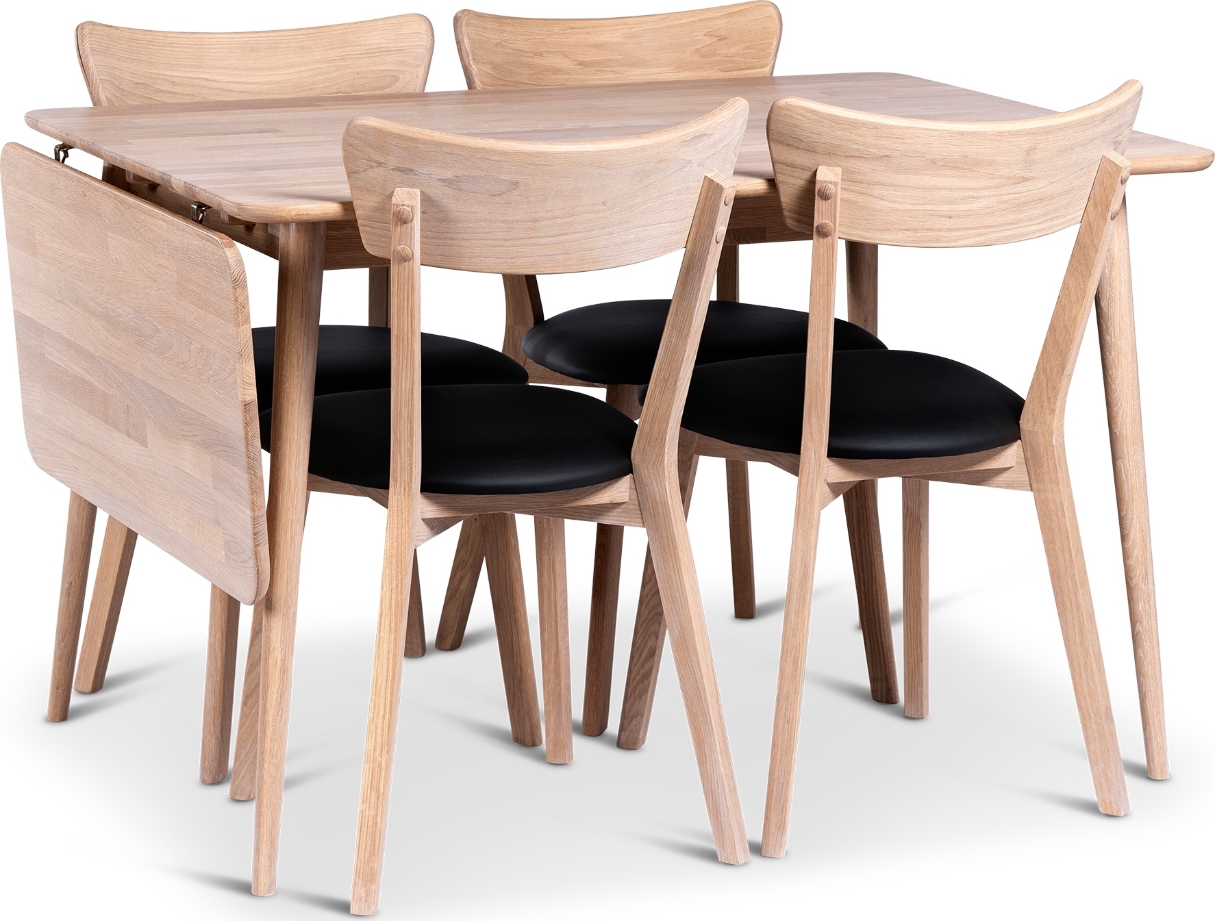 Odense matbord 120-160x80 cm med 4 st Eksj� stolar + 4.00 x