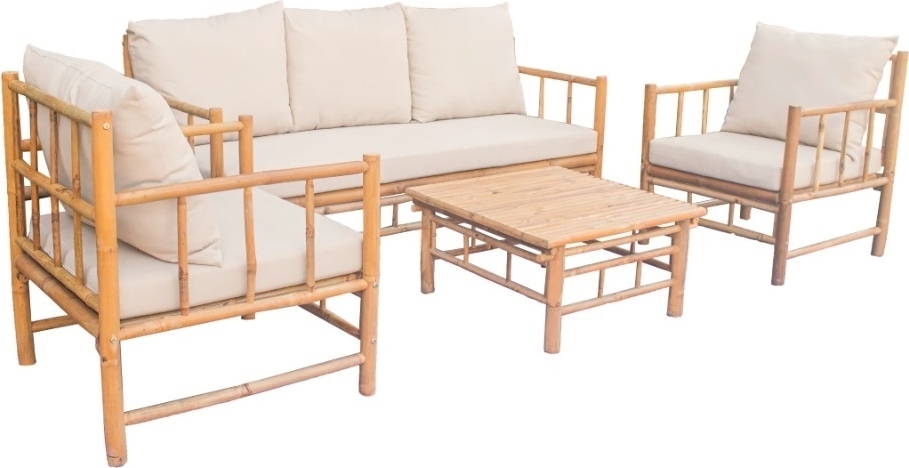 Tinka bambu utegrupp; 3-sits soffa med bord och 2 st fåtöljer - Bambu Tinka bambu utegrupp; 3-sits soffa med bord och 2 st fåtöljer - Bambu