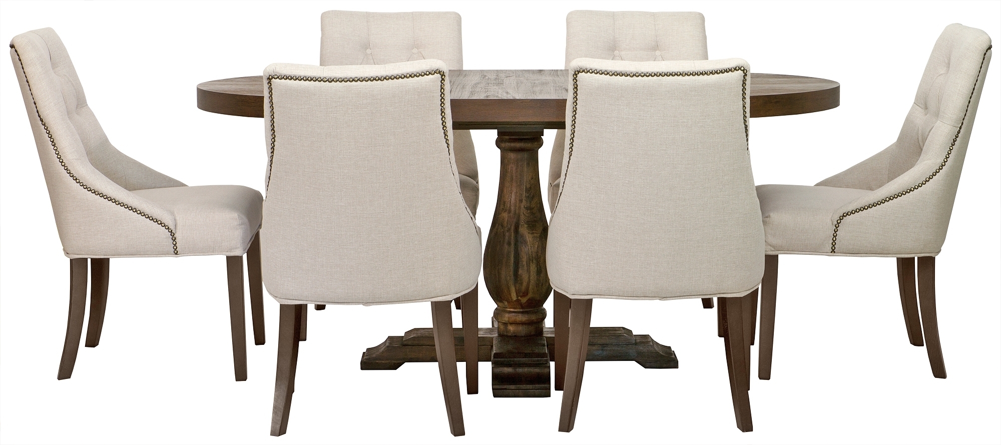 Matgrupp: Lamier matbord runt + 6 st Tuva Europa beige stolar + 4.00 x Mbeltassar