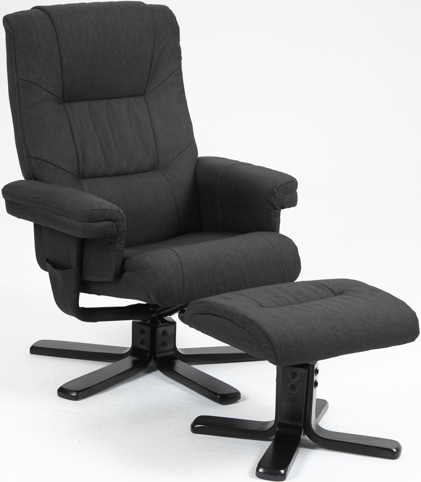 Oslo reclinerf�t�lj med pall - Cortina svart + Reng�ring f�r m�bler