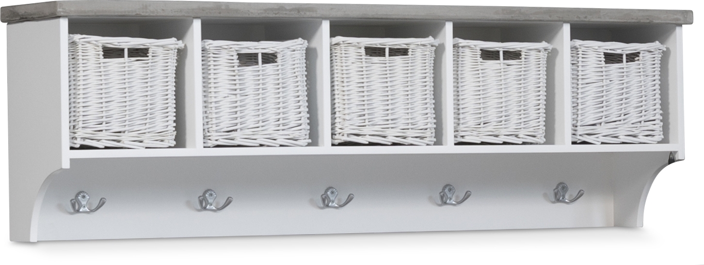 Hatthylla med 5 krokar - Vit / Cement - Hugo