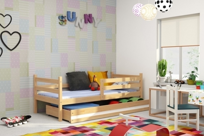 Esbjerg juniors�ng med f�rvaringsl�da 90 x 200 cm - Furu