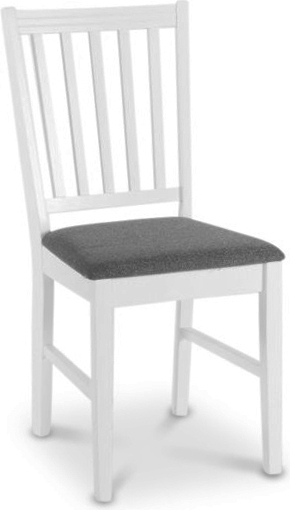 Sandhamn matstol vit med gr� sits + M�beltassar