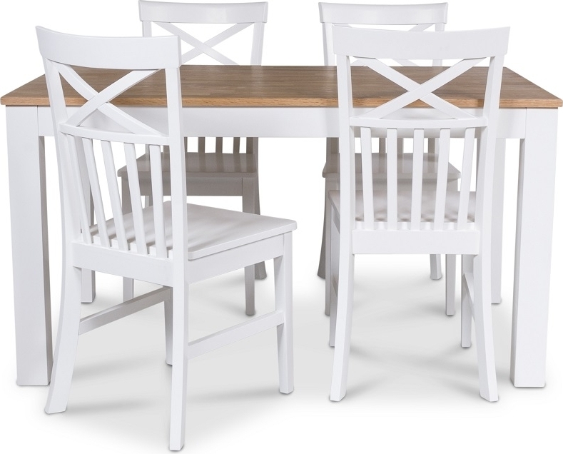 Dalar�s matgrupp 140 cm bord vit/ek + 4 st Mellby stolar