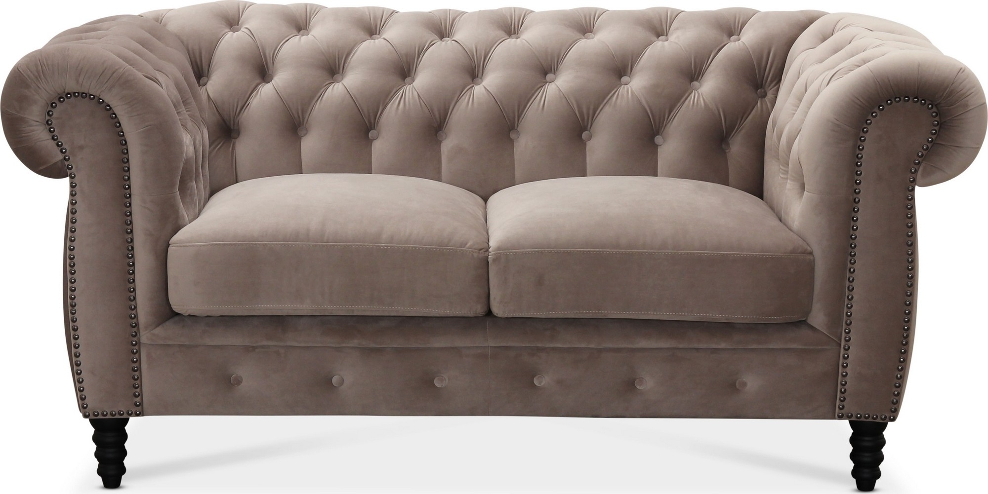 Chesterfield Cambridge 2-sits soffa - Ljusgr� sammet