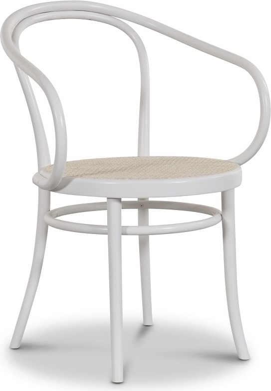 No 30 Karmstol med rottingsits - Vit/Rotting