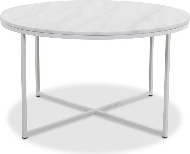 Maryland soffbord 85 cm - Vit �kta Marmor / Vit