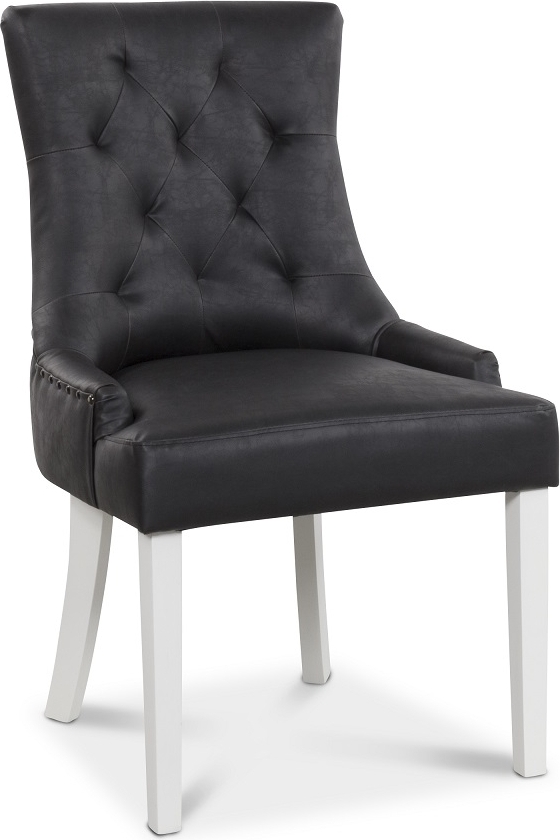 Tuva stol, Svart PU - Vita ben + M�beltassar