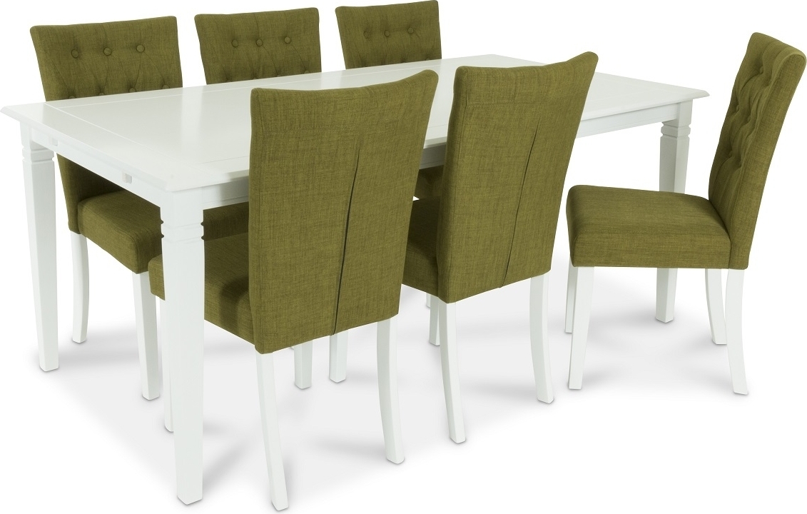 Sandhamn Matgrupp 180 cm med 6 st Crocket stolar - Vit / Grönt Sandhamn Matgrupp 180 cm med 6 st Crocket stolar - Vit / Grönt