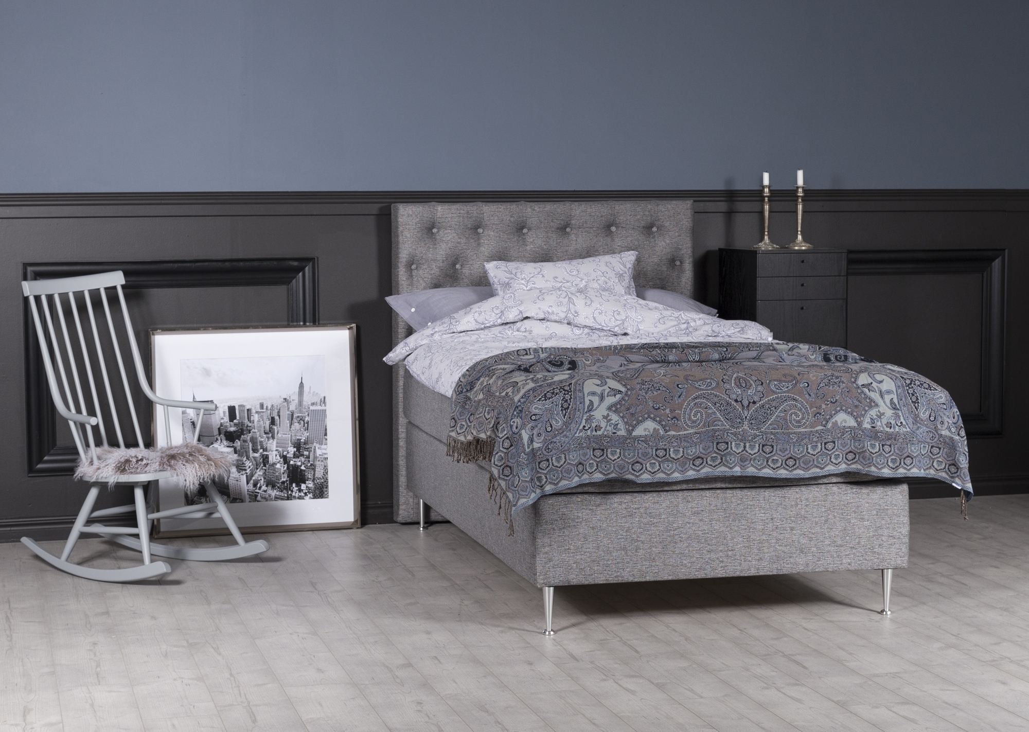 Dream komplett sängpaket ink gavel 7-zons kontinentalsäng 120 cm - Mörkblå Dream komplett sängpaket ink gavel 7-zons kontinentalsäng 120 cm - Mörkblå