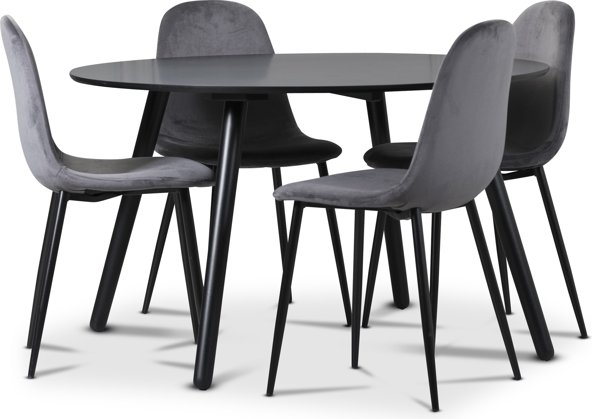 Rosvik matgrupp, matbord med 4 st Carisma sammetsstolar - Gr�/Svart