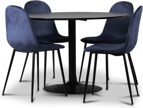 Seat matgrupp, matbord med 4 st Carisma sammetsstolar - Svart/Bl�