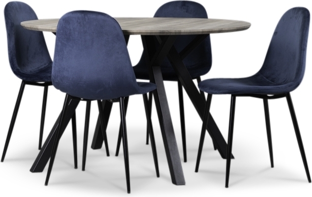Smokey matgrupp, runt matbord med 4 st Carisma sammetsstolar - Bl�