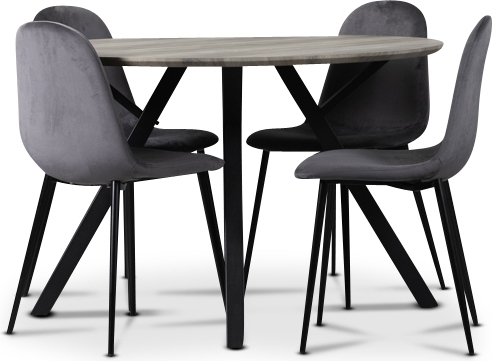 Smokey matgrupp, runt matbord med 4 st Carisma sammetsstolar - Gr�