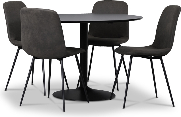 Seat matgrupp, matbord med 4 st Smokey matstolar - Svart/Vintage Seat matgrupp, matbord med 4 st Smokey matstolar - Svart/Vintage