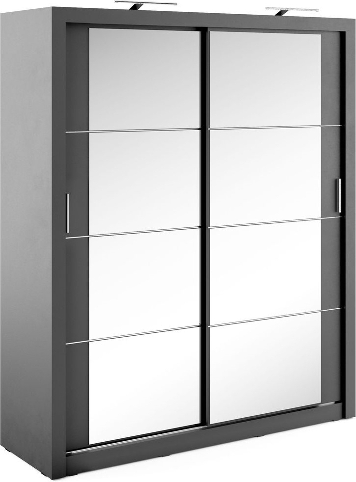 Mervyn garderob med skjutd�rrar och inneh�ll B180 cm - Svart