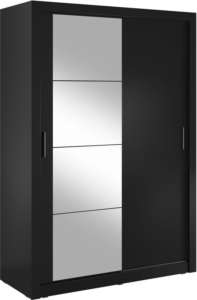 Mervyn garderob B150 cm - Svart / Spegel