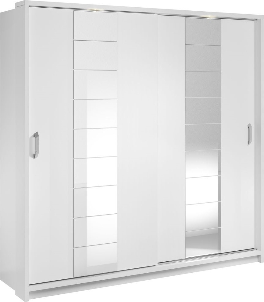 Garderob 220 cm - Vit / Spegel Garderob 220 cm - Vit / Spegel