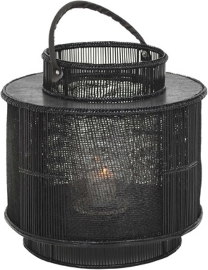 Royal lanterna ljuslykta - Skinnhandtag / Svart Royal lanterna ljuslykta - Skinnhandtag / Svart