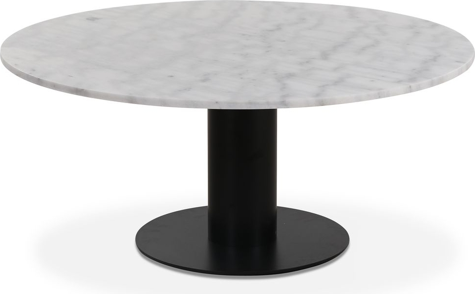 Next runt soffbord i marmor D105 cm - Svart / marmor (Vit)