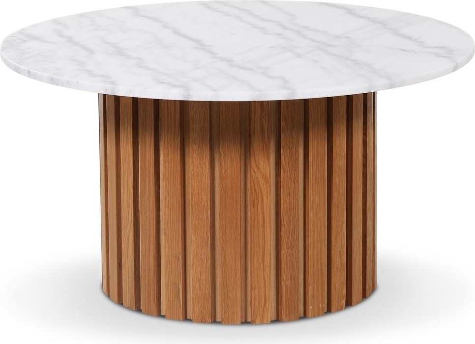 Soffbord i marmor �85 - Ek / vit marmor