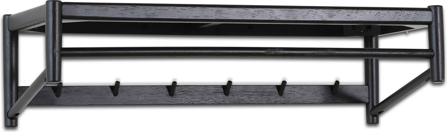 Twin svart hatthylla med rotting