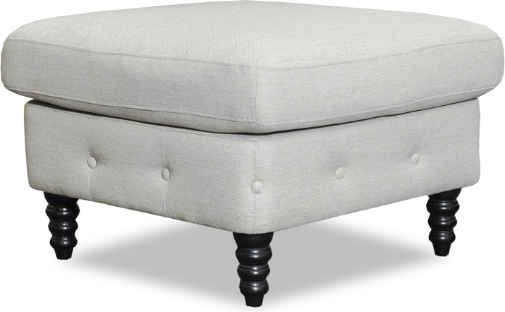 Chesterfield fotpall - Beige Linne