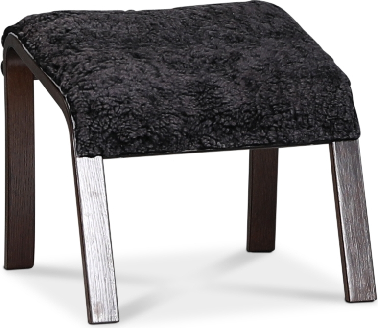 Lammet / Fashion fotpall i f�rskinn scandinavian dark grey - M�rk valn�t