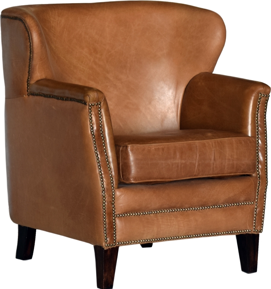 Fåtölj i vintage läder brun - Mozart + Textilvård för möbler Fåtölj i vintage läder brun - Mozart + Textilvård för möbler