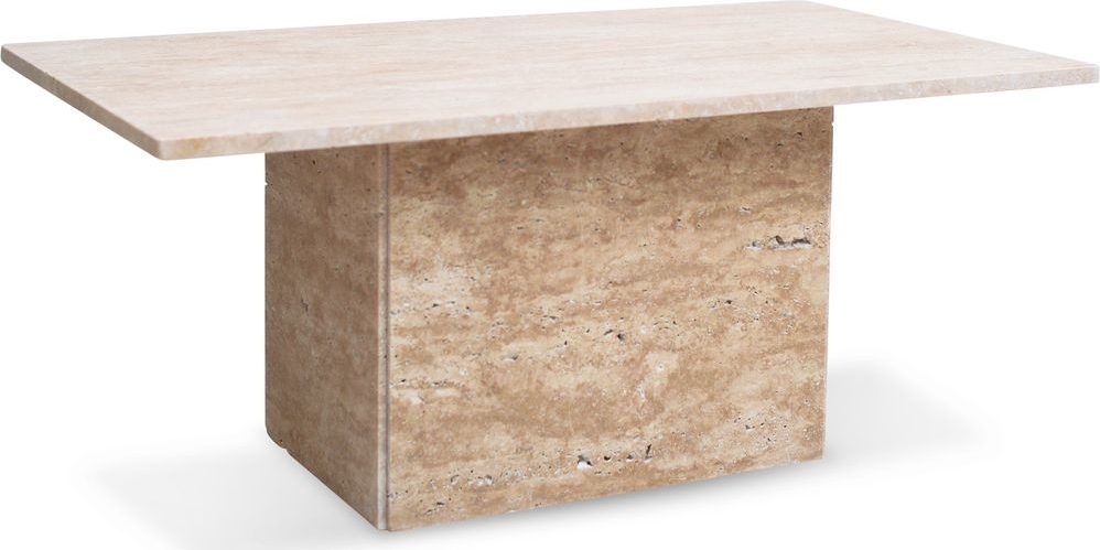Level soffbord i �kta travertinsten - 110x60 cm