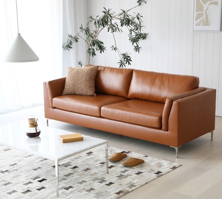 Cansas 3-sits soffa brunt konstl�der - 200 cm l�ng