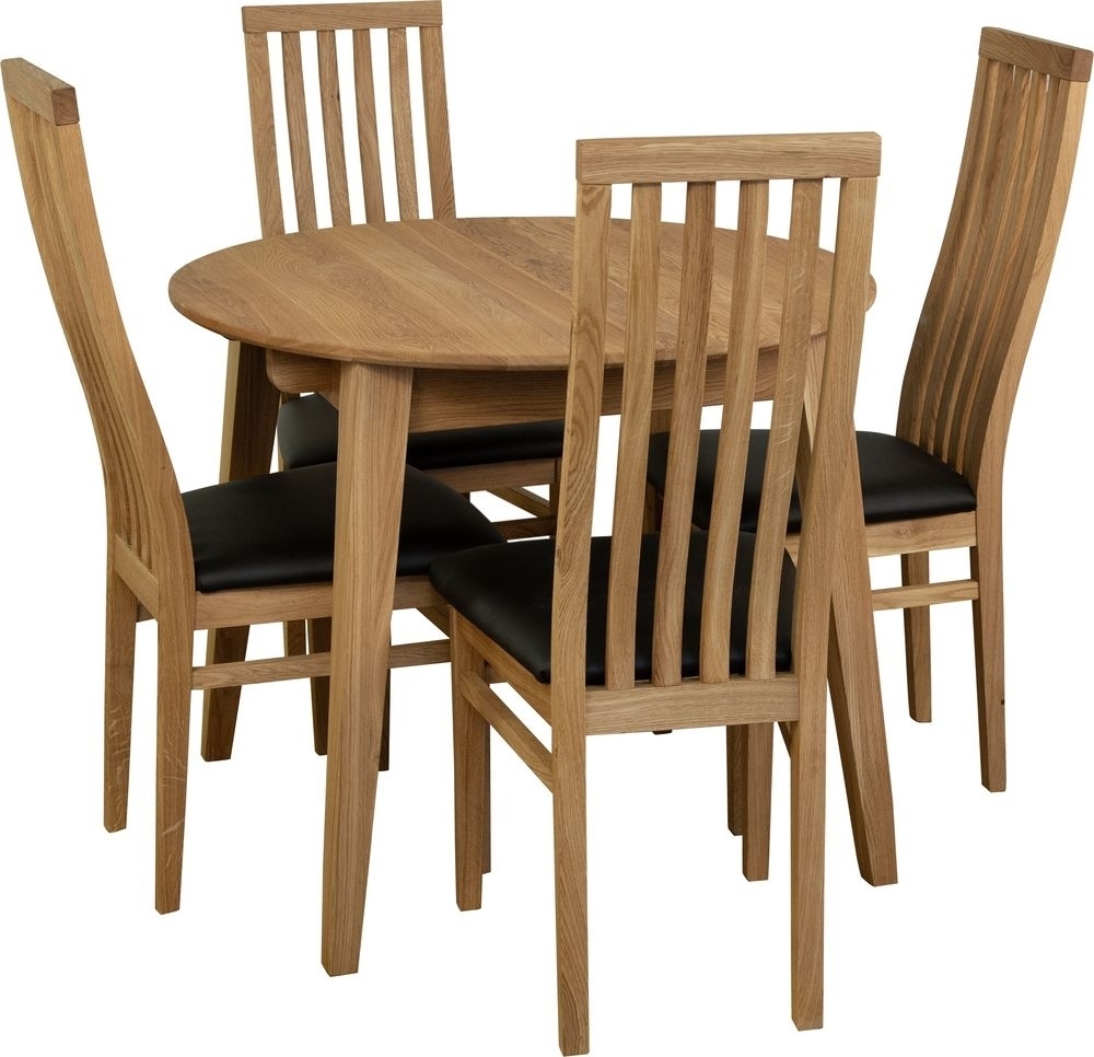 Matgrupp Genova matbord 90-130 cm inkl 4 st Alaska stolar - Oljad ek/svart PU Matgrupp Genova matbord 90-130 cm inkl 4 st Alaska stolar - Oljad ek/svart PU