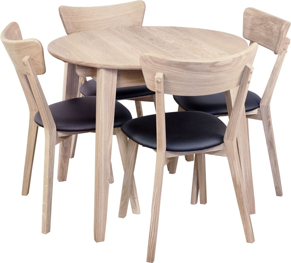 Matgrupp Genova matbord 90-130 cm inkl 4 st Amino stolar - Vitpigmenterad/svart ecol�der + 4.00 x Stolsdyna